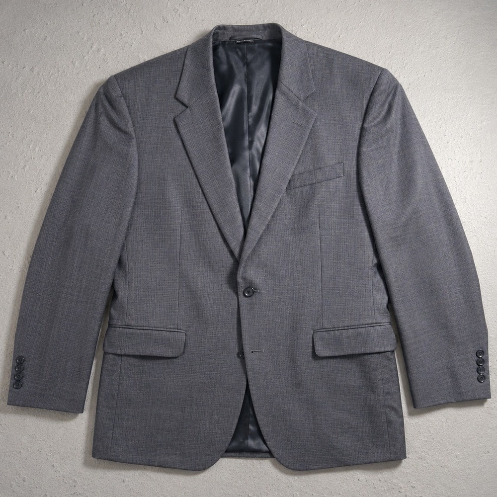 3095 | Jos. A. Bank 100% Wool Grey Plaid Sport Coat Blazer Men 46L Formal Office